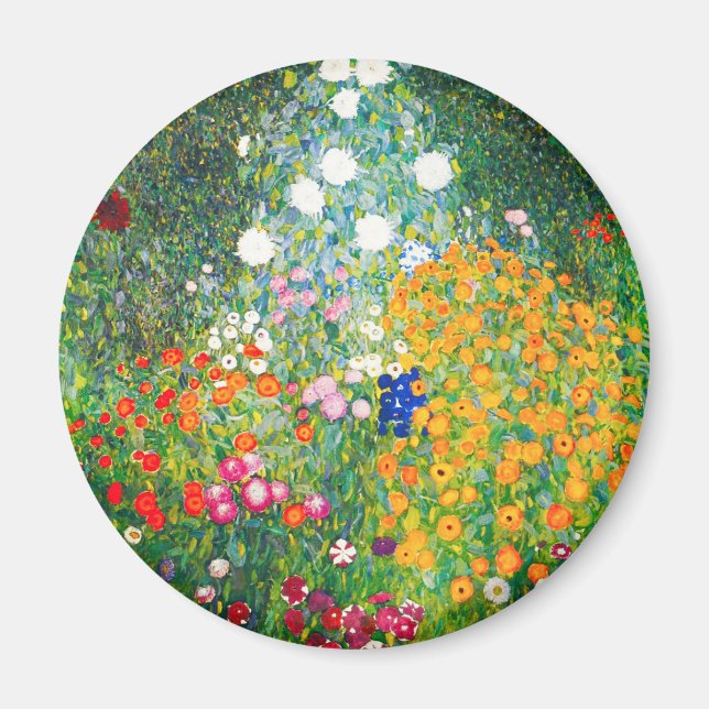 Gustav Klimt Blomsterträdgård Magnet (Framsidan)