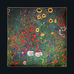 Gustav Klimt Blomsterträdgård Magnet<br><div class="desc">Magnet med Gustav Klimts oljemålning Farm Garden med solblommor (1907). En vacker trädgård av solblommor och grönblå,  röd,  lila,  rosa och vita blommor. En underbar gåva till fläkt av Art nouveau och österrikisk konst.</div>