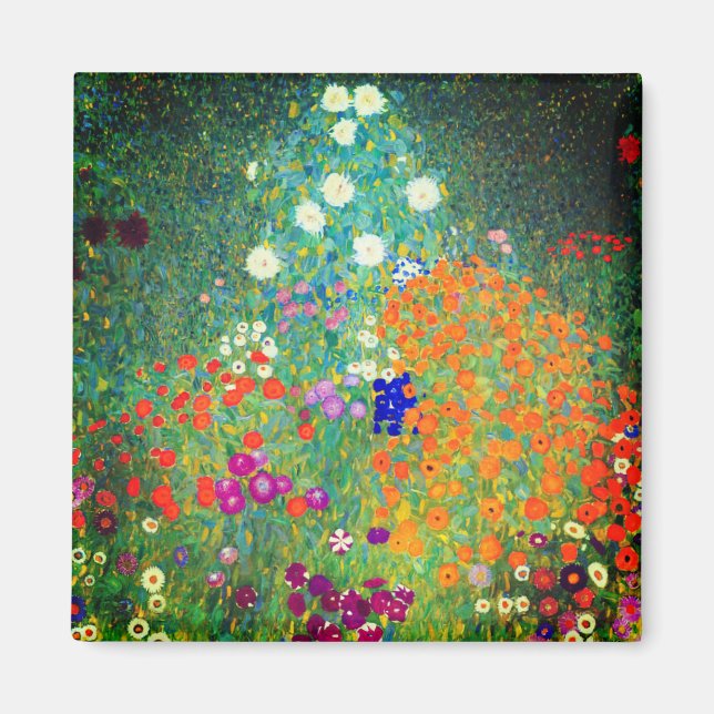 Gustav Klimt Blomsterträdgård Magnet (Framsidan)