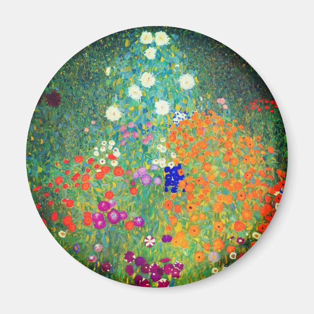 Gustav Klimt Blomsterträdgård Magnet (Framsidan)