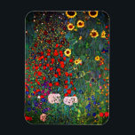 Gustav Klimt Blomsterträdgård Magnet<br><div class="desc">Magnet med Gustav Klimts oljemålning Farm Garden med solblommor (1907). En vacker trädgård av solblommor och exquisite blue,  red,  lila,  rosa och vita blommor. En underbar gåva till fläkt av Art nouveau och österrikisk konst.</div>