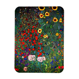 Gustav Klimt Blomsterträdgård Magnet