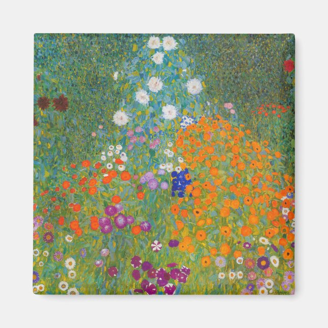 Gustav Klimt - Blomsterträdgård Magnet (Framsidan)