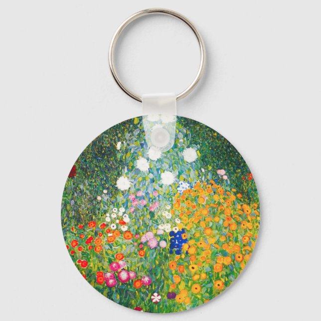 Gustav Klimt Blomsterträdgård Nyckelring (Framsida)