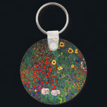 Gustav Klimt Blomsterträdgård Nyckelring<br><div class="desc">Keychain med Gustav Klimts oljemålning Farm Garden med solblommor (1907). En vacker trädgård av solblommor och grönblå,  röd,  lila,  rosa och vita blommor. En underbar gåva till fläkt av Art nouveau och österrikisk konst.</div>