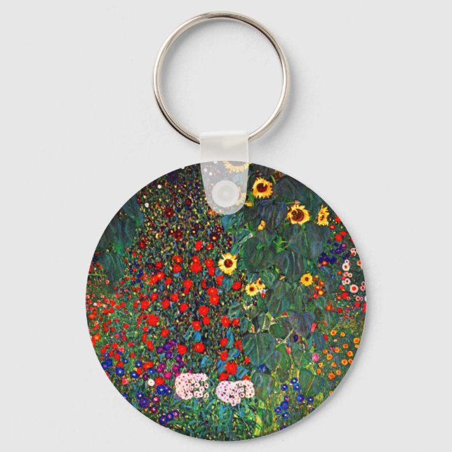 Gustav Klimt Blomsterträdgård Nyckelring (Framsida)