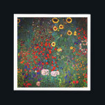 Gustav Klimt Blomsterträdgård Pappersservett<br><div class="desc">Napkins med solblommor (1907),  som har Gustav Klimts oljemålning Farm Garden. En vacker trädgård av solblommor och grönblå,  röd,  lila,  rosa och vita blommor. En underbar gåva till fläkt av Art nouveau och österrikisk konst.</div>