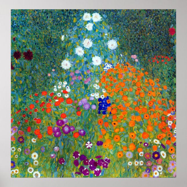 Gustav Klimt Blomsterträdgård Poster (Framsidan)