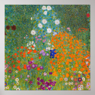 Gustav Klimt - Blomsterträdgård Poster
