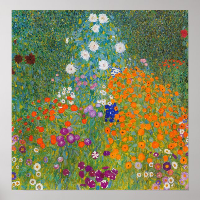 Gustav Klimt - Blomsterträdgård Poster (Framsidan)