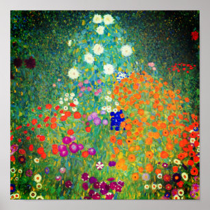 Gustav Klimt Blomsterträdgård Poster