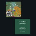 Gustav Klimt - Blomsterträdgård - QR-kod Fyrkantigt Visitkort<br><div class="desc">Blomsterträdgård - Gustav Klimt 1905-1907</div>