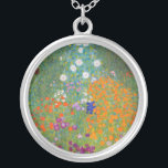 Gustav Klimt - Blomsterträdgård Silverpläterat Halsband<br><div class="desc">Blomsterträdgård - Gustav Klimt 1905-1907</div>