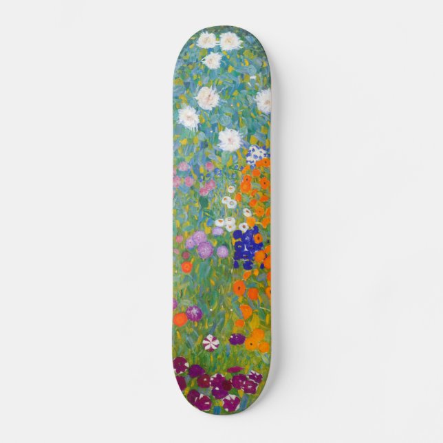 Gustav Klimt:Blomsterträdgård Skateboard Bräda 19,5 Cm (Framsida)