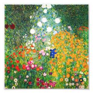 Gustav Klimt-Blomsterträdgård Skriv ut Fototryck