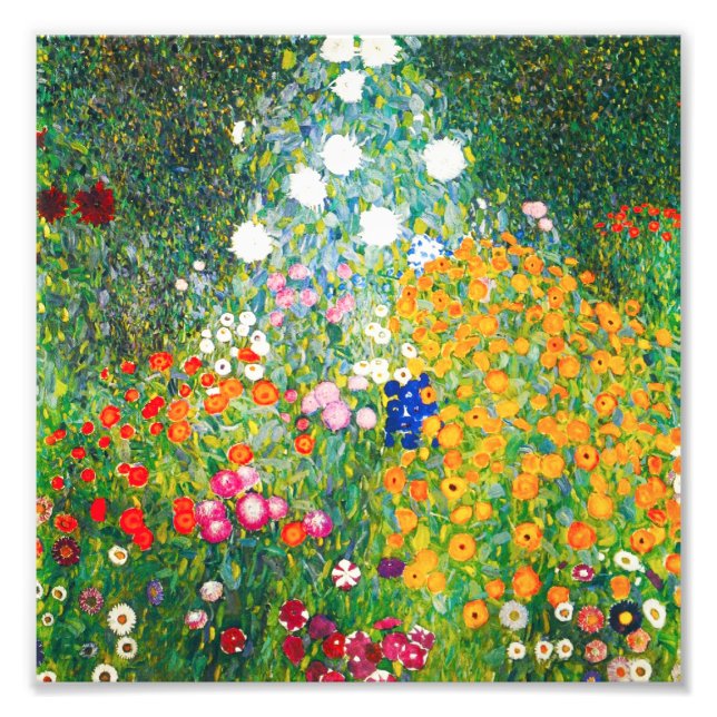 Gustav Klimt-Blomsterträdgård Skriv ut Fototryck (Framsidan)