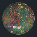 Gustav Klimt Blomsterträdgård Stor Klocka<br><div class="desc">Clock med Gustav Klimts oljemålning Farm Garden med solblommor (1907). En vacker trädgård av solblommor och exquisite blue,  red,  lila,  rosa och vita blommor. En underbar gåva till fläkt av Art nouveau och österrikisk konst.</div>