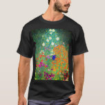 Gustav Klimt Blomsterträdgård T Shirt<br><div class="desc">T-Shirt med Gustav Klimts Blomsterträdgård för oljemålning (1906). En vacker trädgård av lila,  rött,  vitt,  blått och orange blommor. En underbar gåva till fläkt av Art nouveau och österrikisk konst.</div>