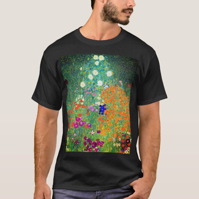 Gustav Klimt Blomsterträdgård T Shirt (Framsida)