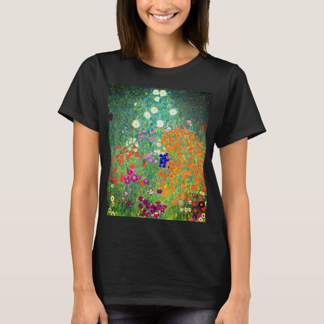 Gustav Klimt Blomsterträdgård T Shirt (Framsida)