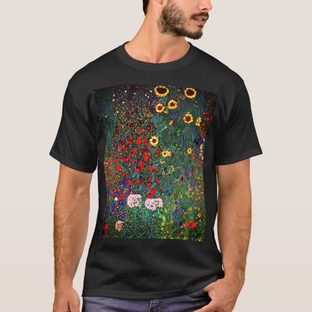 Gustav Klimt Blomsterträdgård T Shirt (Framsida)
