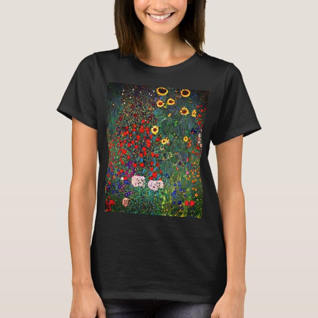 Gustav Klimt Blomsterträdgård T Shirt (Framsida)