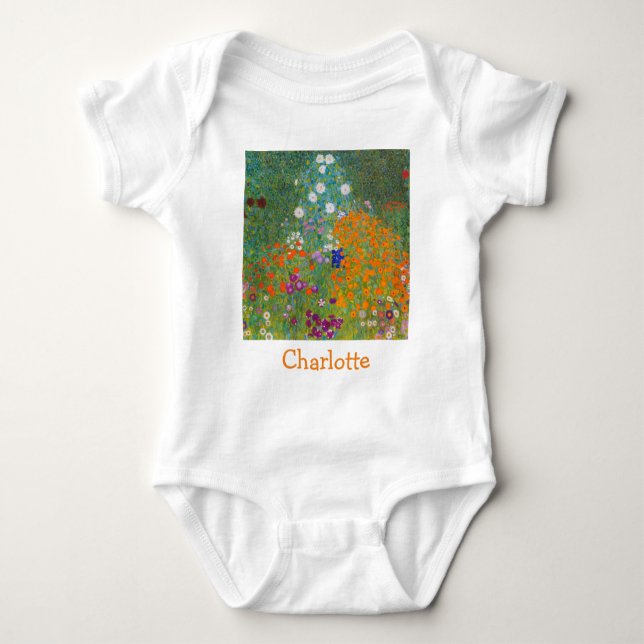 Gustav Klimt - Blomsterträdgård T Shirt (Framsida)