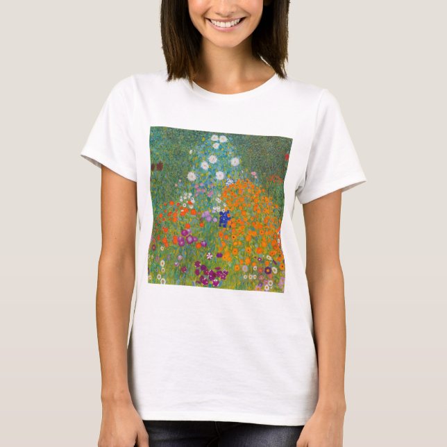 Gustav Klimt - Blomsterträdgård T Shirt (Framsida)