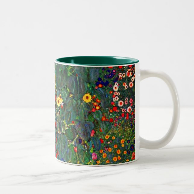 Gustav Klimt Blomsterträdgård Två-Tonad Mugg (Höger)