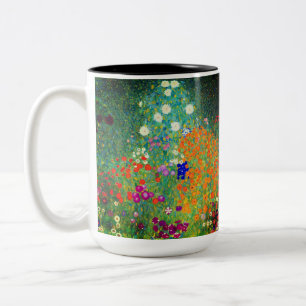 Gustav Klimt Blomsterträdgård Två-Tonad Mugg