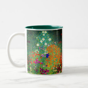 Gustav Klimt Blomsterträdgård Två-Tonad Mugg