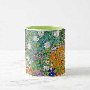 Gustav Klimt - Blomsterträdgård Två-Tonad Mugg