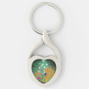 Gustav Klimt Blomsterträdgård Twisted Heart Silverfärgad Nyckelring