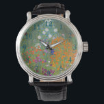 Gustav Klimt Blomsterträdgård Typ av skydd Armbandsur<br><div class="desc">En vacker trädgårdsmålning - det här är en klassisk målning av Gustav Klimt,  som heter Cottage Garden,  eller Bauergarten,  1907,  som är en nära blomsterträdgård,  en färgstark blommigt.</div>