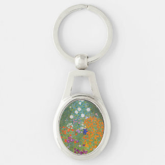 Gustav Klimt Blomsterträdgård Typ av skydd Ovalt Silverfärgad Nyckelring