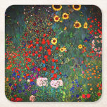 Gustav Klimt Blomsterträdgård Underlägg Papper Kvadrat<br><div class="desc">Pappert Underlägg med solblommor (1907) i Gustav Klimts oljemålning Farm Garden. En vacker trädgård av solblommor och exquisite blue,  red,  lila,  rosa och vita blommor. En underbar gåva till fläkt av Art nouveau och österrikisk konst.</div>