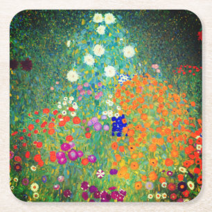 Gustav Klimt Blomsterträdgård Underlägg Papper Kvadrat