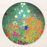 Gustav Klimt Blomsterträdgård Underlägg Papper Rund<br><div class="desc">Pappert Underlägg med Gustav Klimts Blomsterträdgård för oljemålning (1906). En vacker trädgård av lila,  rött,  vitt,  blått och orange blommor. En underbar gåva till fläkt av Art nouveau och österrikisk konst.</div>