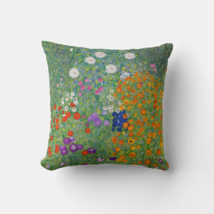 Gustav Klimt Blomsterträdgård Vintage Art nouveau Kudde