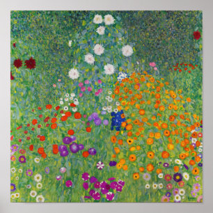 Gustav Klimt Blomsterträdgård Vintage Art nouveau Poster