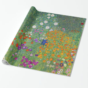 Gustav Klimt Blomsterträdgård Vintage Art nouveau Presentpapper