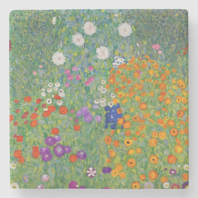 Gustav Klimt Blomsterträdgård Vintage Art nouveau Stenunderlägg (Framsidan)