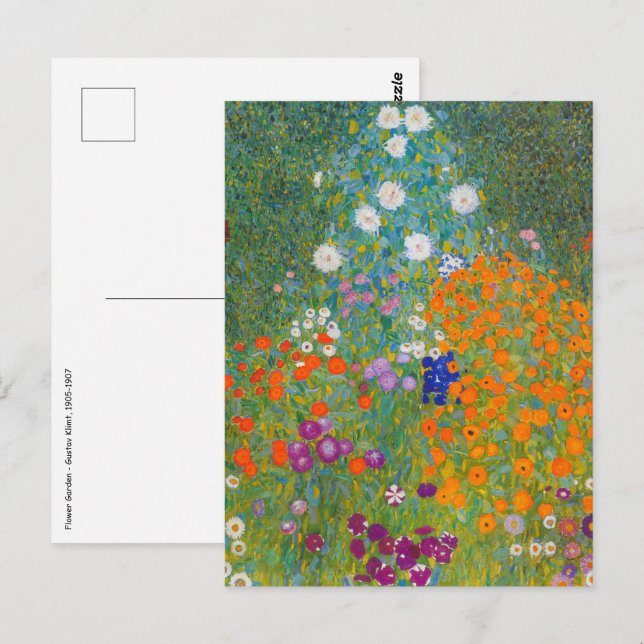 Gustav Klimt - Blomsterträdgård Vykort (Fram/baksida)