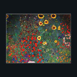 Gustav Klimt Blomsterträdgård Vykort<br><div class="desc">vykort med Gustav Klimts målning Farm Garden med solblommor (1907). En vacker trädgård av solblommor och exquisite blue,  red,  lila,  rosa och vita blommor. En underbar gåva till fläkt av Art nouveau och österrikisk konst.</div>
