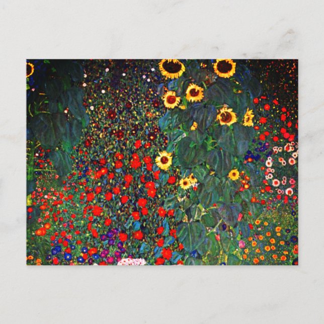 Gustav Klimt Blomsterträdgård Vykort (Framsida)