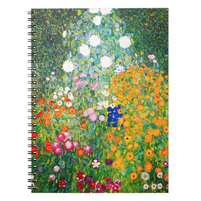 Gustav Klimt blomsterträdgårdanteckningsbok Anteckningsbok Med Spiral (Framsidan)