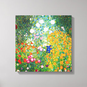 Gustav Klimt-Blomsterträdgården Poster arbetsyta Canvastryck