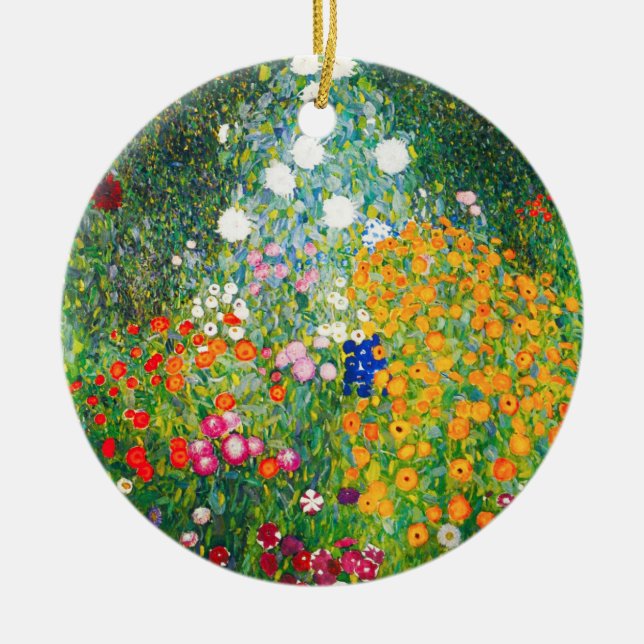 Gustav Klimt blomsterträdgårdprydnad Julgransprydnad Keramik (Framsidan)