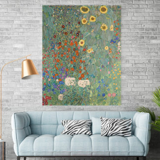 Gustav Klimt Bondgårdsträdgård med solrosor (1907) Poster