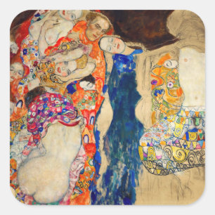 Gustav Klimt - Bruden (ofullbordad) Fyrkantigt Klistermärke